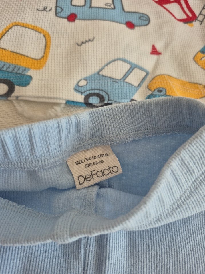 Mavi Bebek Triko Takım Araç Desenli - Görsel 3