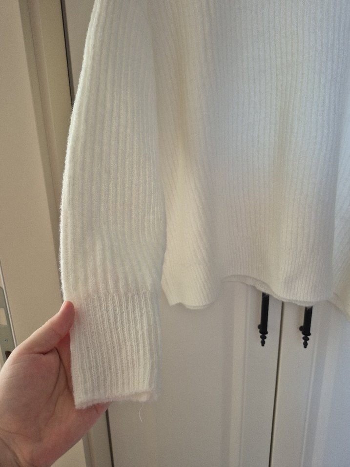 Kadın Beyaz Örgü Uzun Kollu Kazak - Görsel 4