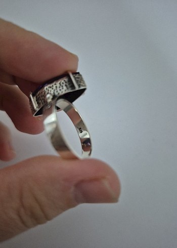 Mor Parlak Vintage Gümüş Kadın Yüzük - Görsel 3