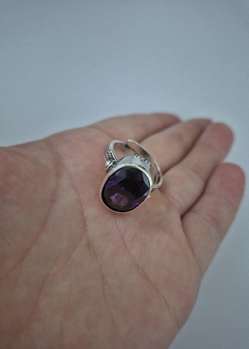 Mor Taşlı Gümüş Kadın Yüzük - Görsel 2