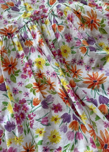 Çiçek Desenli Renkli Kız Elbisesi - Görsel 2