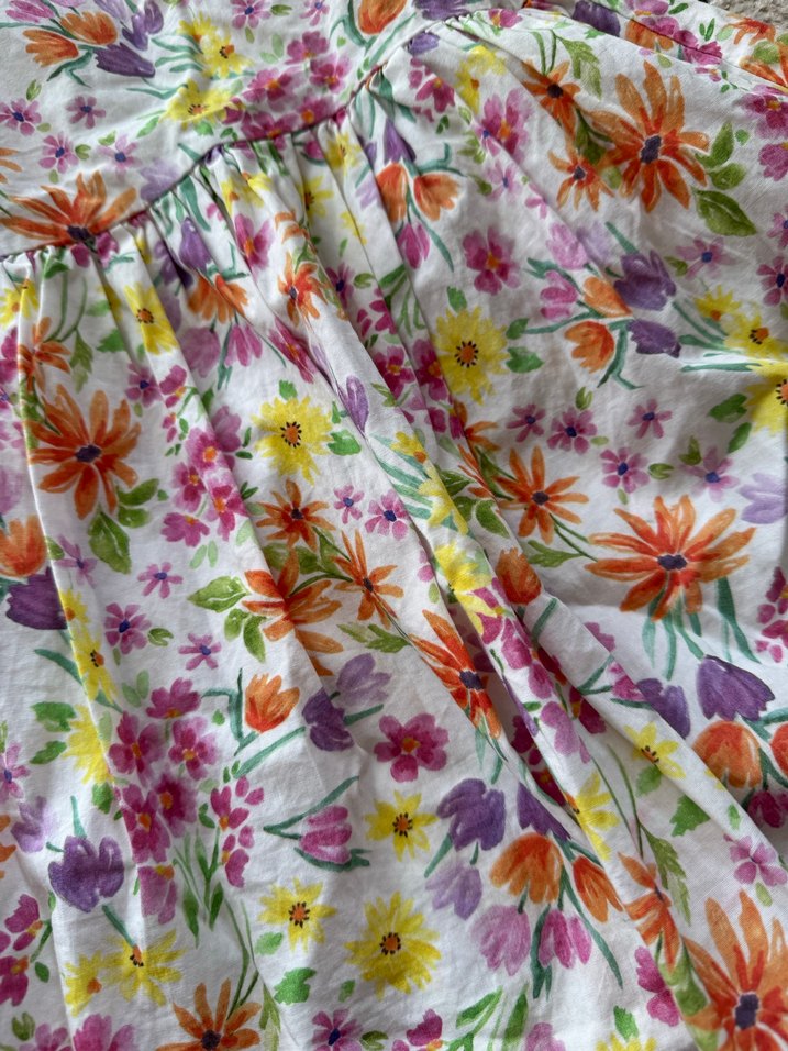 Çiçek Desenli Renkli Kız Elbisesi - Görsel 2