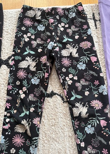 Kız Çocuk Mor ve Desenli Tayt Seti - Görsel 3