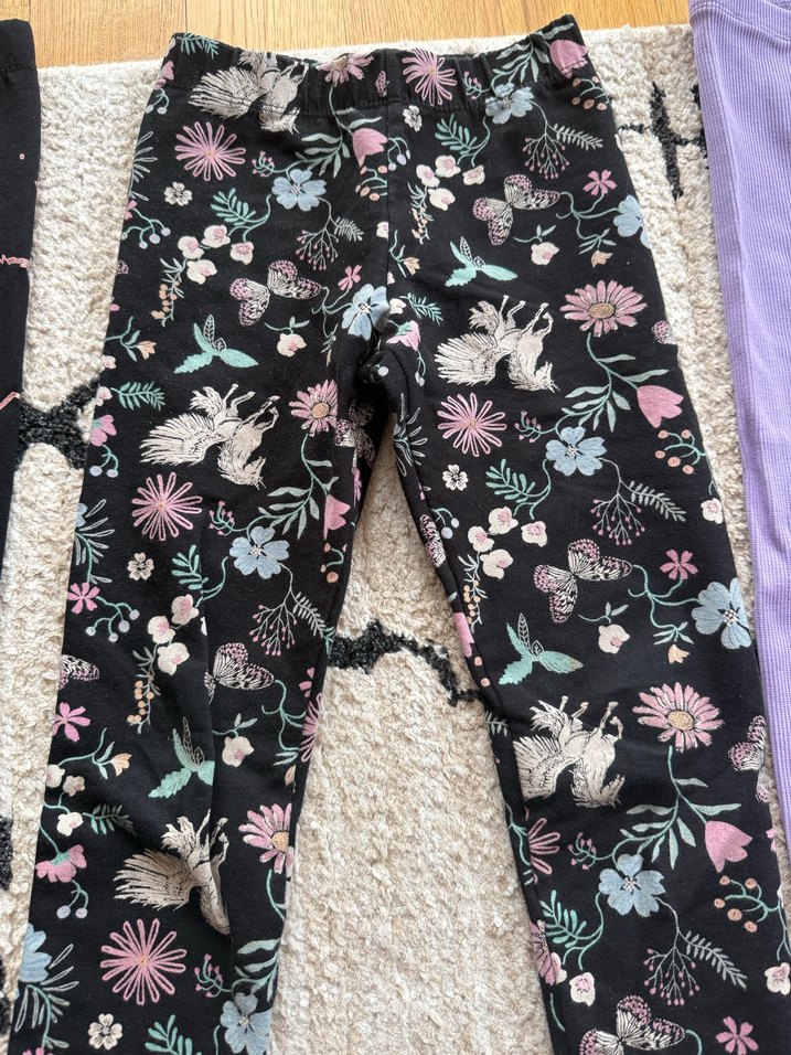 Kız Çocuk Mor ve Desenli Tayt Seti - Görsel 3