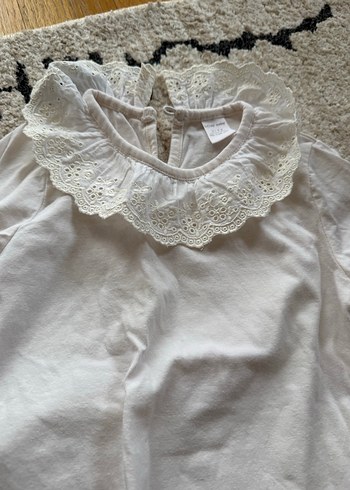 Uzun Kollu Beyaz Dantel Yaka Bebek Takımı - Görsel 3