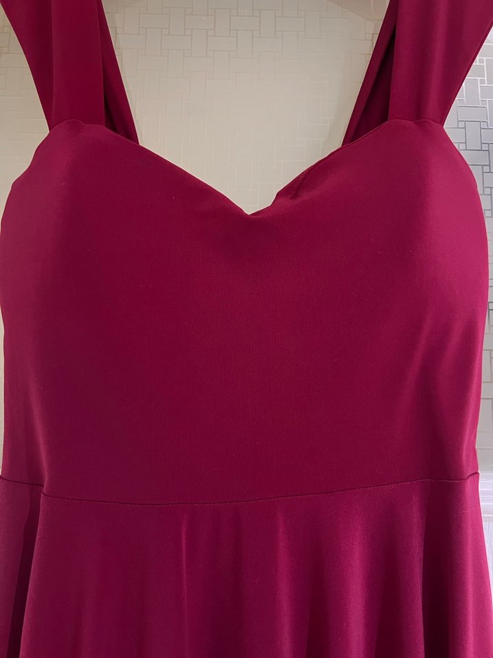 Bordo V Yaka elbise - Görsel 3