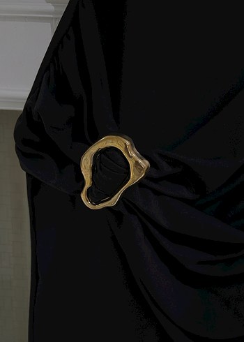 Addax etiketli kechi woman drapeli siyah toka detaylı elbise - Görsel 2