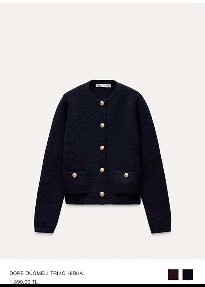 Lacivert dore düğmeli Zara marka triko hırka - Görsel 2