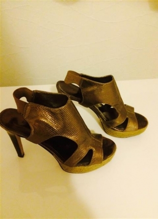 35 Beden kahverengi Renk ninewest topuklu sandalet
