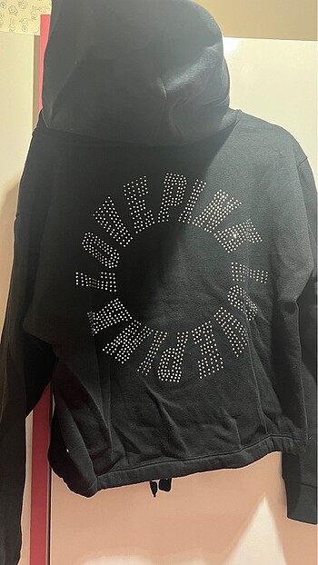 Pink taşlı sewatshirt