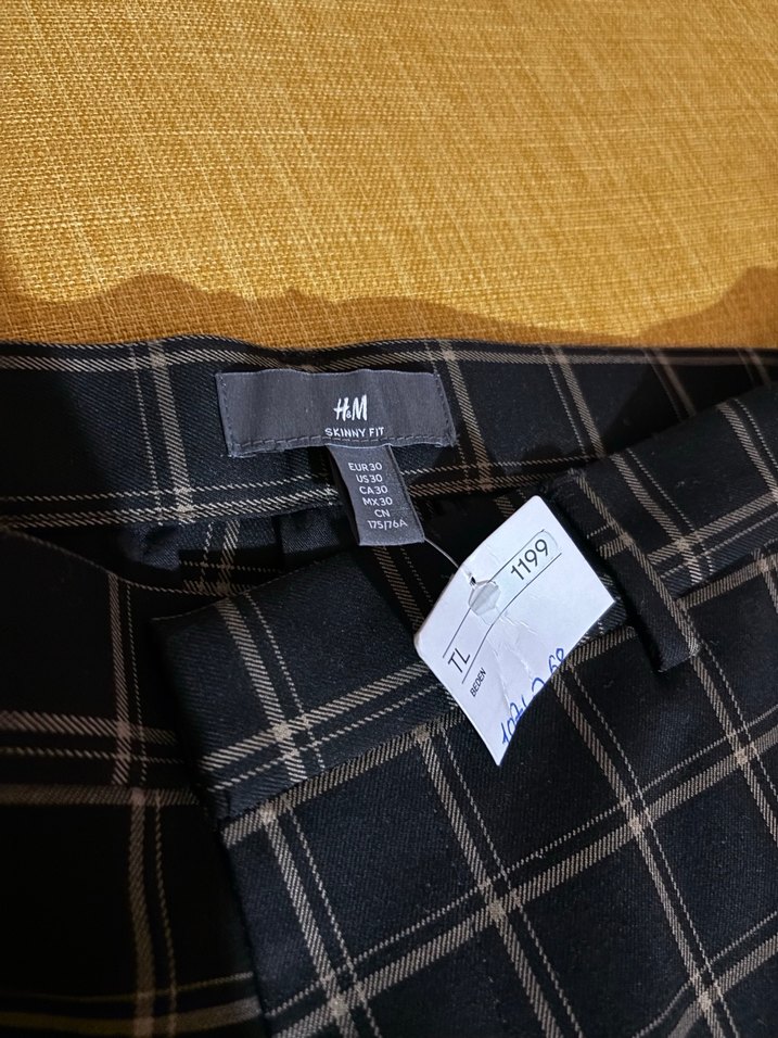 Erkek Kareli Kumaş Pantolon, Normal Boy, Tokalı - Görsel 3