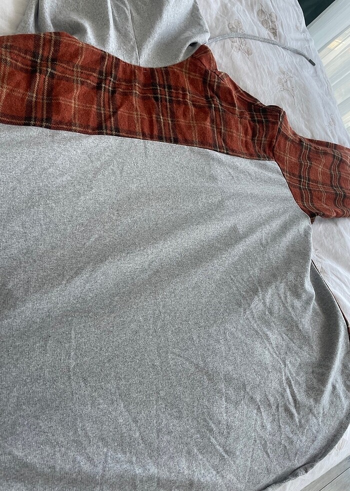 Oversize ekoseli gömlek - Görsel 5