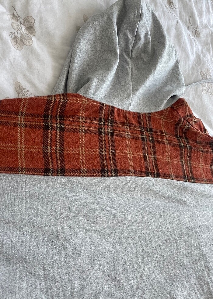 Oversize ekoseli gömlek - Görsel 4