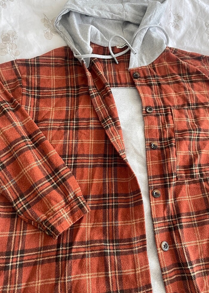 Oversize ekoseli gömlek - Görsel 3