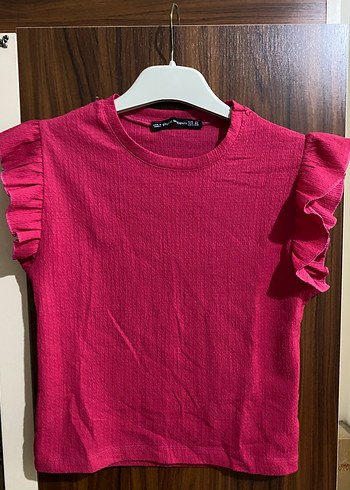 Kadın crop kolu Fırfırlı Tişört