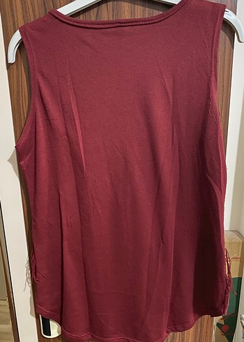 xl Beden bordo Renk Bordo Dantel Detaylı Kolsuz Bluz