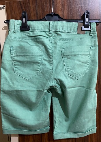 36 Beden yeşil Renk Yeşil Kadın Denim Mini Bermuda Şort