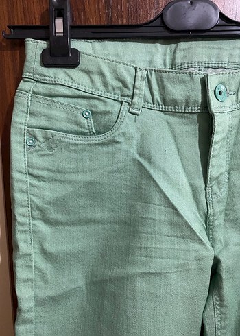 36 Beden Yeşil Kadın Denim Mini Bermuda Şort