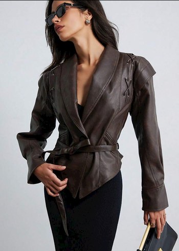 Shein deri ceket - Görsel 2