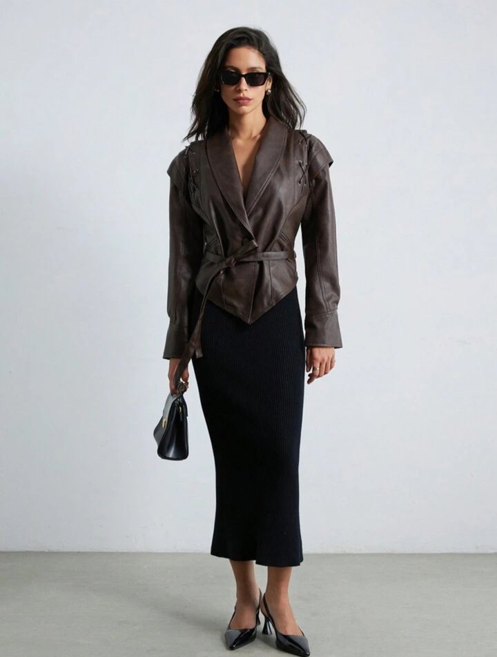 Shein deri ceket - Görsel 4