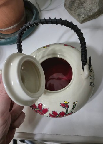  Beden kırmızı Renk Kırmızı Çiçek Desenli Renkli Çin Çay Seti