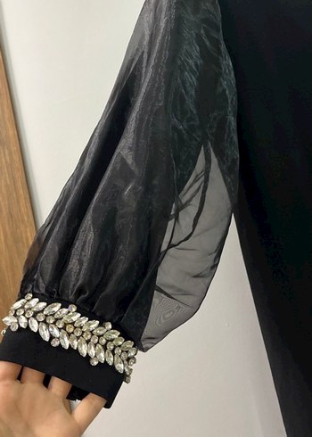 Siyah Uzun Kollu abiye Kadın Elbise - Görsel 4