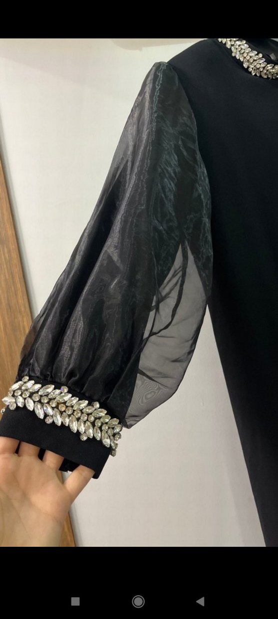 Siyah Uzun Kollu abiye Kadın Elbise - Görsel 4