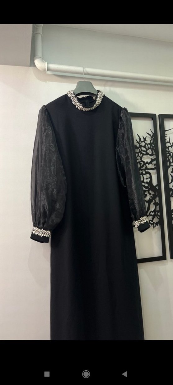 Siyah Uzun Kollu abiye Kadın Elbise - Görsel 5