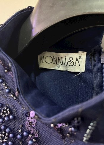 Boncuk İşlemeli Uzun lacivert Kadın Abiye Elbise - Görsel 6