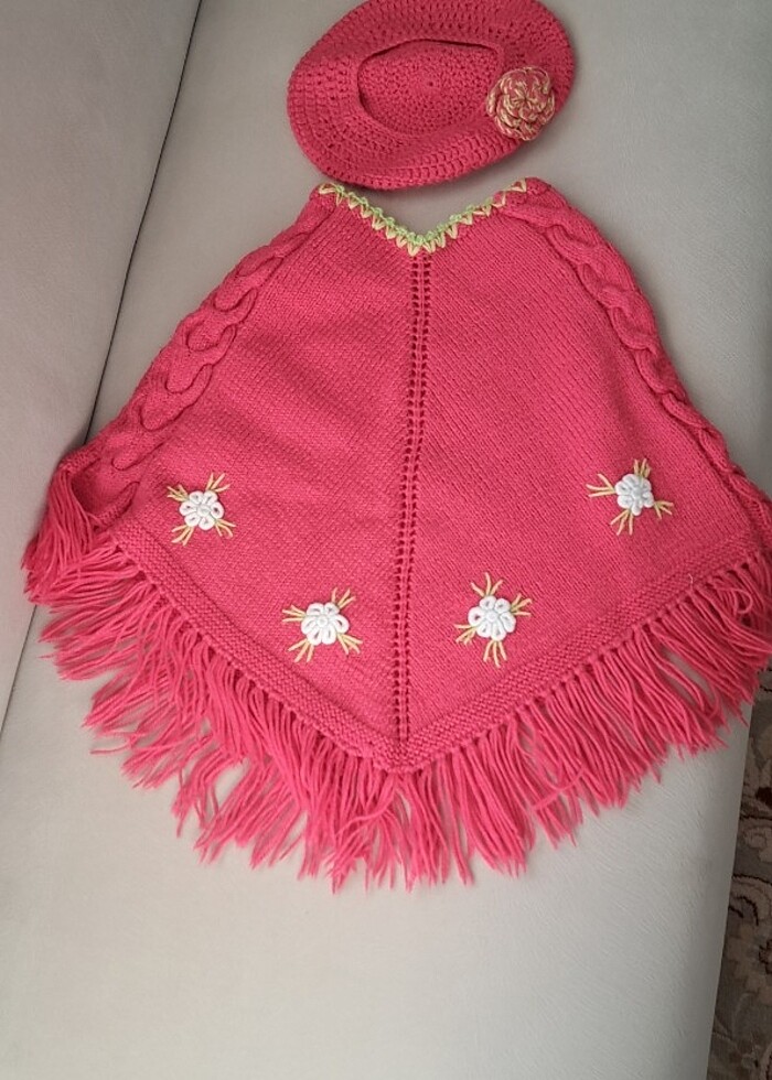 Pembe renkte işlemeli panço - Görsel 2