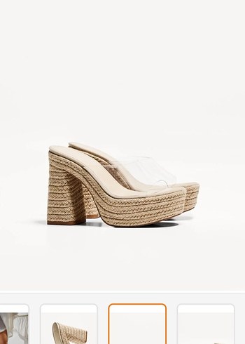 Bej Dantel Detaylı Platform Topuklu Kadın Terlik - Görsel 6