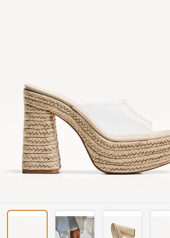 Bej Dantel Detaylı Platform Topuklu Kadın Terlik - Görsel 3