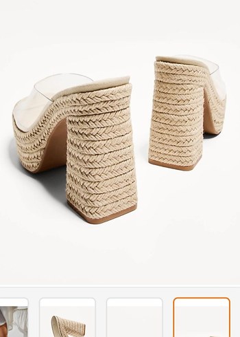 Bej Dantel Detaylı Platform Topuklu Kadın Terlik - Görsel 5