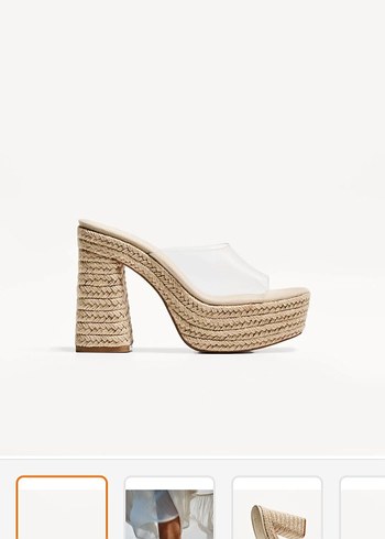Bej Dantel Detaylı Platform Topuklu Kadın Terlik - Görsel 4