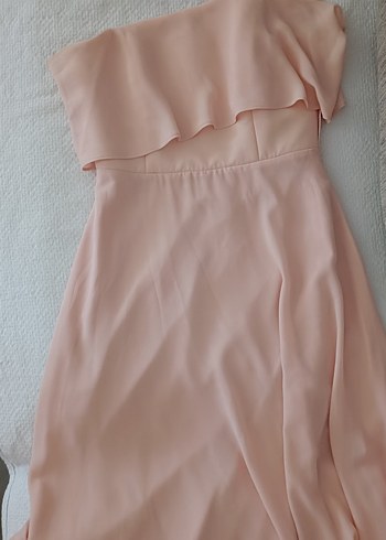 Pudra Pembe Drapeli Mini Abiye Elbise - Görsel 7