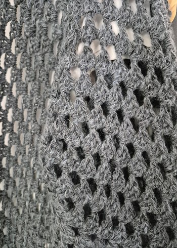 Bohem Gri Örgü Kadın Hırka - Görsel 2