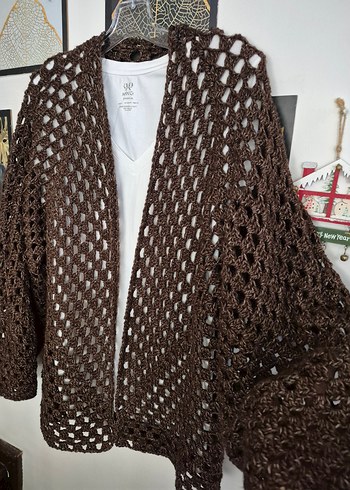 Büyük beden el örgüsü Hırka - Görsel 5