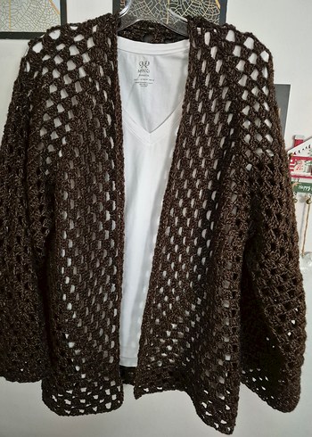 Büyük beden el örgüsü Hırka - Görsel 6