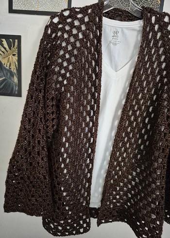 Büyük beden el örgüsü Hırka - Görsel 7