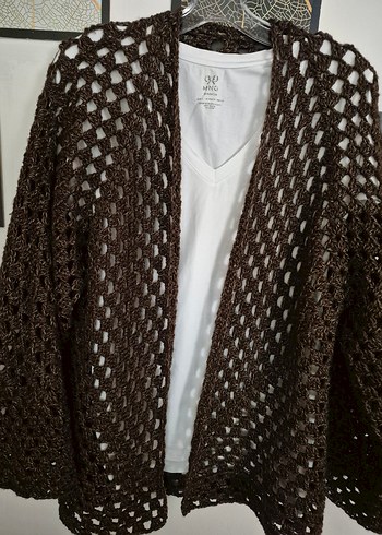 Büyük beden el örgüsü Hırka - Görsel 8