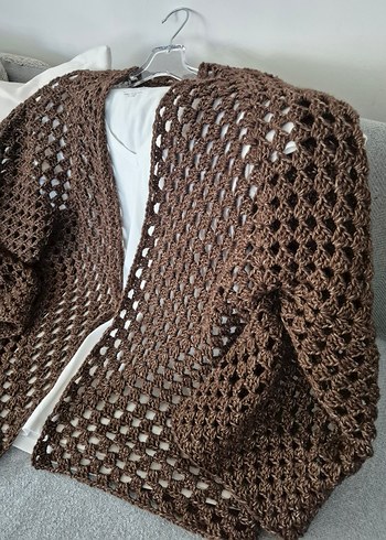 Büyük beden el örgüsü Hırka - Görsel 3