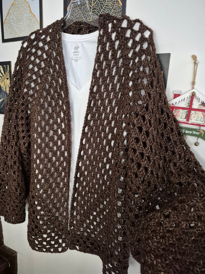 Büyük beden el örgüsü Hırka - Görsel 5