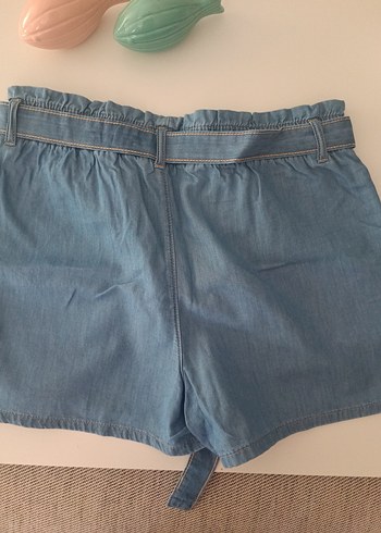 Lc Waikiki Kadın Mavi Kemerli Mini Kot Şort - Görsel 6