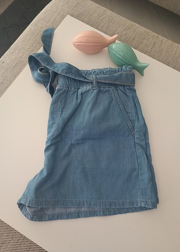 Lc Waikiki Kadın Mavi Kemerli Mini Kot Şort - Görsel 7