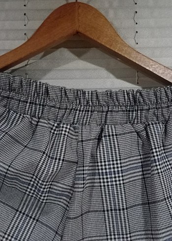 40 Beden Kadın Gri Kareli şort Mini Etek