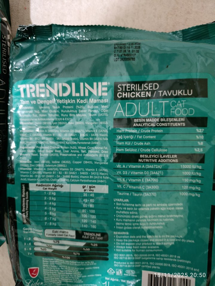 Trendline Tavuklu Yetişkin Kedi Maması 1 kg - Görsel 3