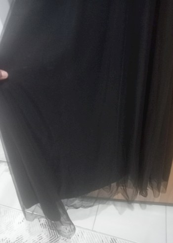 l Beden Diger Siyah Uzun Drapeli Kadın Abiye Elbise