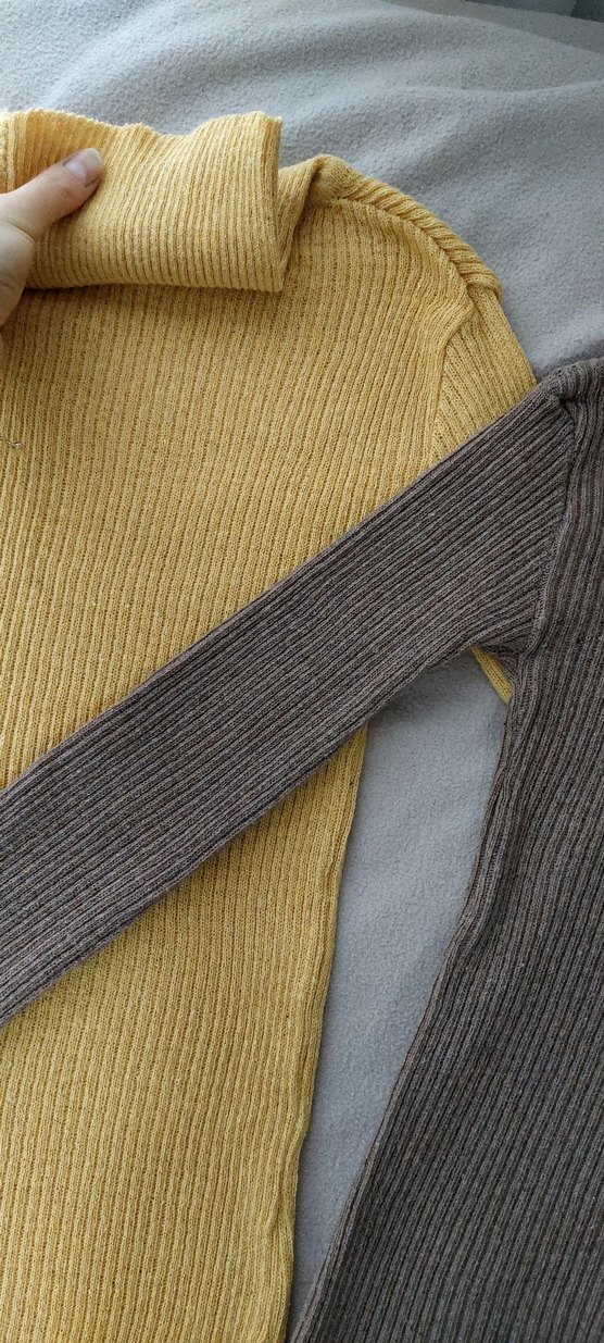 Kahverengi ve hardal Boğazlı Triko Kadın Kazak - Görsel 4