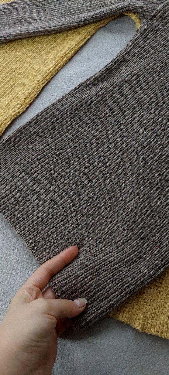 Kahverengi ve hardal Boğazlı Triko Kadın Kazak - Görsel 2