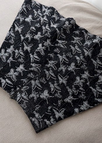 Nakışlı Gri mini Etek - Görsel 3